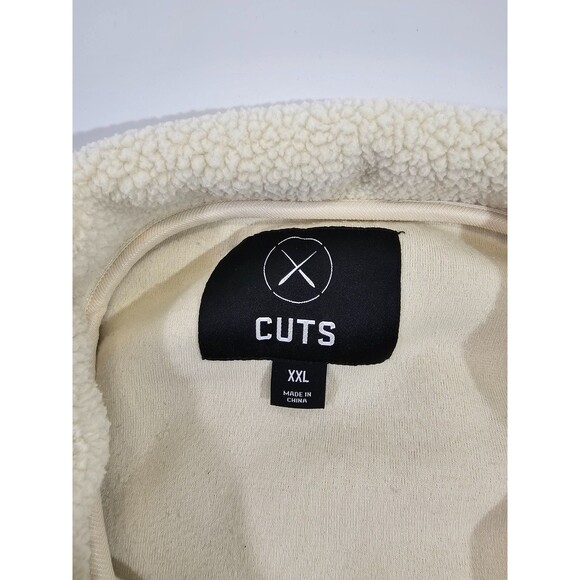 GC CUTS Men's XXL Polartec Full-Zip Pocket Sherpa Jacket Sweatshirt Off White - Picture 4 of 9